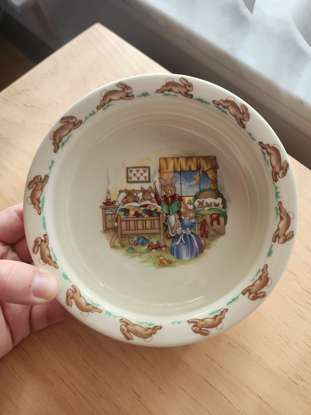 Vintage Royal Doulton Bunnykins "Bedtime Story" Porridge Cereal Bowl